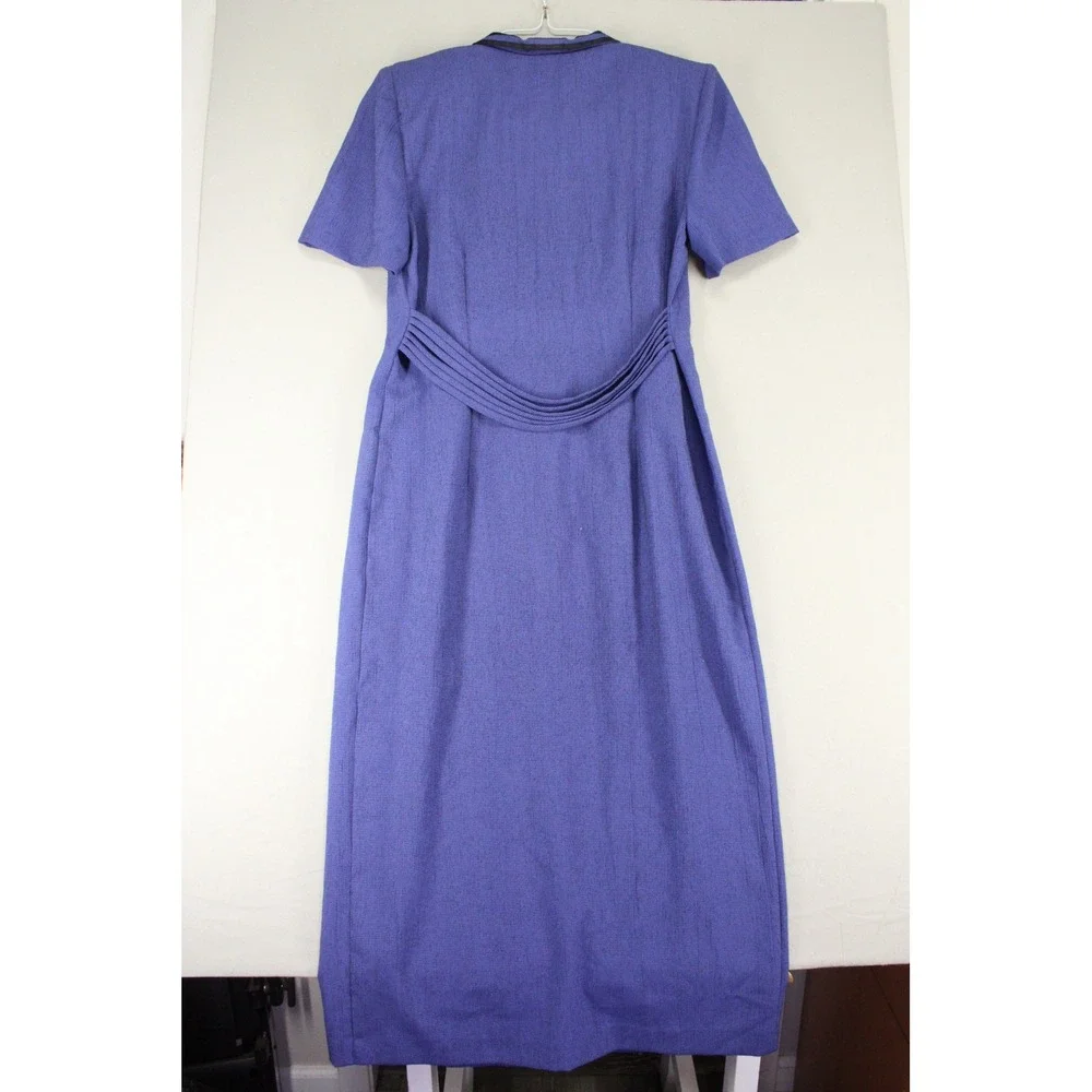 Miss Dorby Vtg Blue Sailor Collar Button Cottagecore Dress Womens 10 Houndstooth - Picture 8 of 13